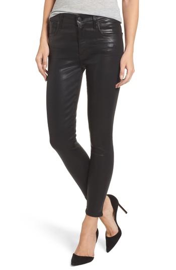 Women's Agolde Sophie Coated High Waist Crop Skinny Jeans - Black