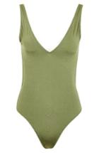 Women's Topshop Pamela One-piece Swimsuit Us (fits Like 0) - Green