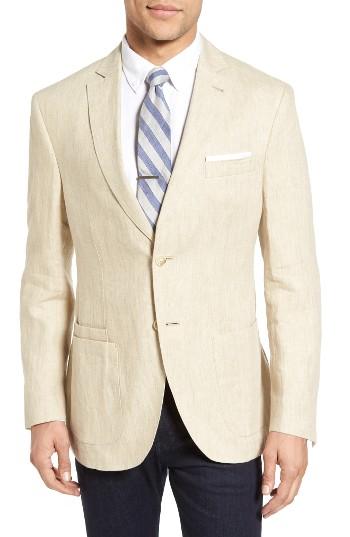 Men's Jkt New York Trim Fit Linen Blazer S - Beige