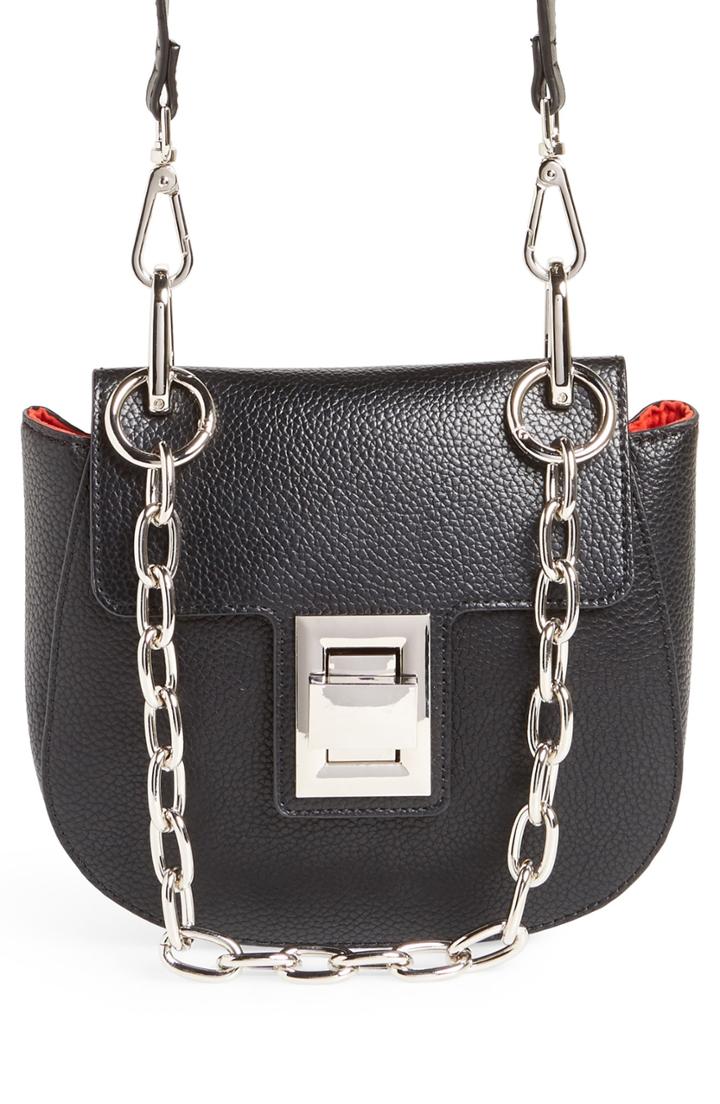 Steve Madden Draped Chain Faux Leather Crossbody Bag - Black