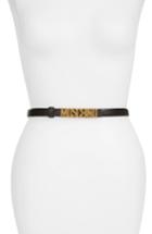 Women's Moschino Logo Leather Skinny Belt