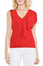 Women's Vince Camuto Asymmetrical Ruffle V-neck Top, Size - Red