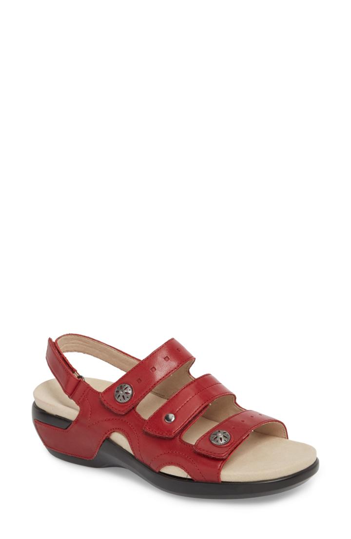 Women's Aravon Three Strap Sandal B - Red