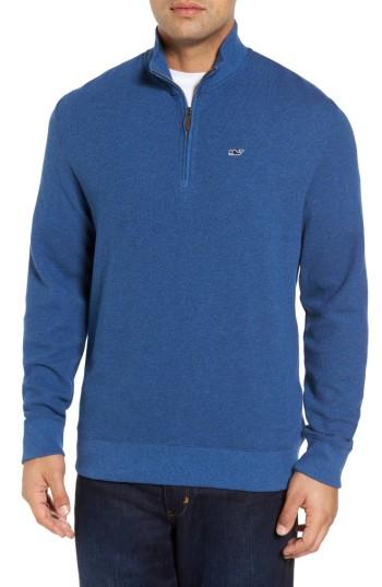 Men's Vineyard Vines Double-knit Quarter Zip Pullover - Blue