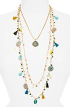 Women's Tory Burch Coin & Tassle Multistrand Necklace