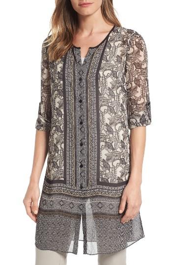 Women's Nic+zoe Mirrored Monkeys Sheer Tunic Top