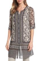 Women's Nic+zoe Mirrored Monkeys Sheer Tunic Top