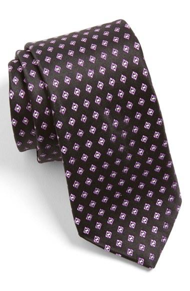 Men's Ted Baker London Geometric Silk Tie, Size - Black
