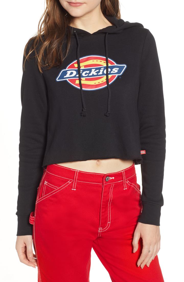 Women's Dickies Logo Crop Hoodie - Black
