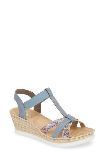 Women's Rieker Antistress Fanni 95 Espadrille Wedge Sandal -7.5us / 38eu - Blue