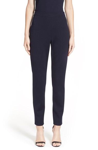 Women's St. John Collection 'alexa' Stretch Milano Knit Ankle Pants - Blue