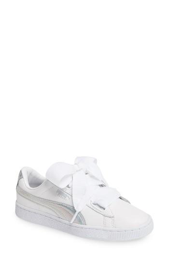 Women's Puma Basket Heart Sneaker M - White