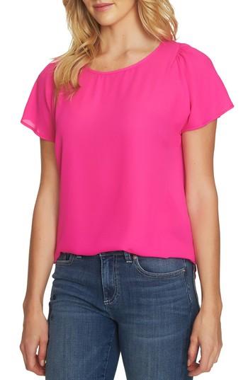 Women's Cece Crepe Flutter Sleeve Blouse - Pink