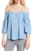 Women's Bp. Cotton Off The Shoulder Top, Size - Blue