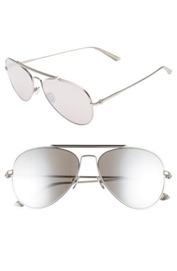 Women's Calvin Klein 58mm Aviator Sunglasses - Satin Silver