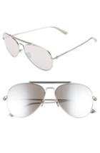 Women's Calvin Klein 58mm Aviator Sunglasses - Satin Silver