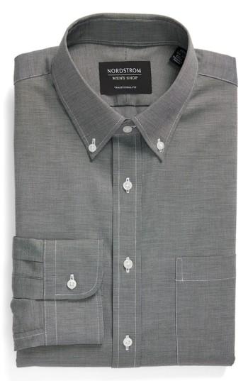 Men's Nordstrom Men's Shop Traditional Fit Non-iron Solid Dress Shirt .5 - 36 - Grey