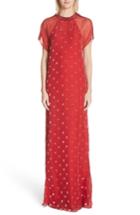 Women's Valentino Devore Rosebud Silk Gown - Red