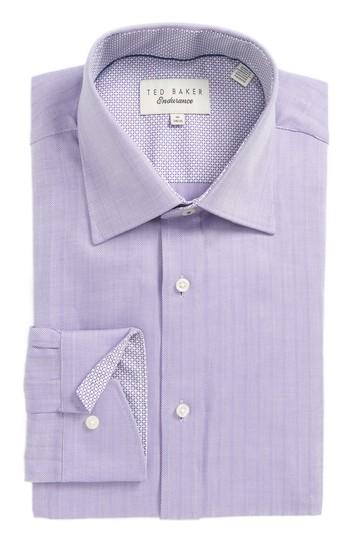 Men's Ted Baker London Endurance Trim Fit Herringbone Dress Shirt .5 - 34/35 - Purple