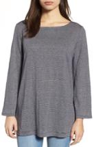 Petite Women's Eileen Fisher Organic Linen Bateau Neck Top, Size P - Blue