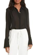 Women's Frame Sheer Pleated Blouse - Black