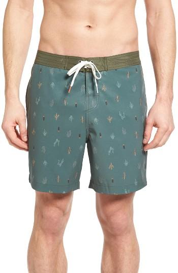 Men's Michael Bastian Cactus Print Board Shorts