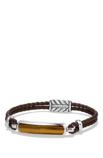 Men's David Yurman Bar Station Leather Bracelet