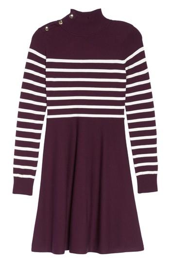 Women's Eliza J Stripe Mock Neck Fit & Flare Dress