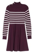 Women's Eliza J Stripe Mock Neck Fit & Flare Dress