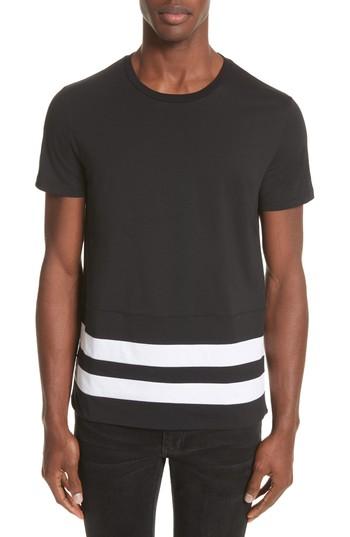 Men's Burberry Radley Stripe Hem T-shirt, Size - Black