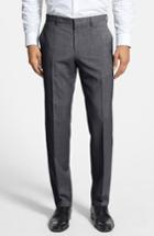 Men's Boss 'genesis' Flat Front Wool Trousers - Grey