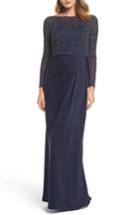 Women's La Femme Bead Embellished Gown - Blue
