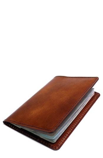 Men's Boarding Pass Leather Passport Wallet - Brown