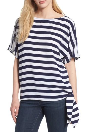 Women's Michael Michael Kors Side Tie Striped Top - Blue