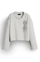 Women's Burberry Brooch Detail Cotton Sweatshirt - Grey