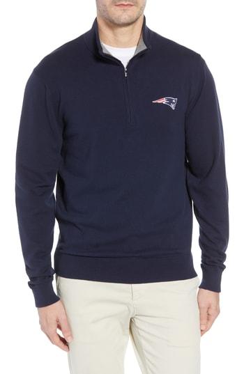 Men's Cutter & Buck New England Patriots - Lakemont Fit Quarter Zip Sweater