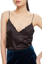 Women's Topshop Scallop Crop Camisole Us (fits Like 0) - Black