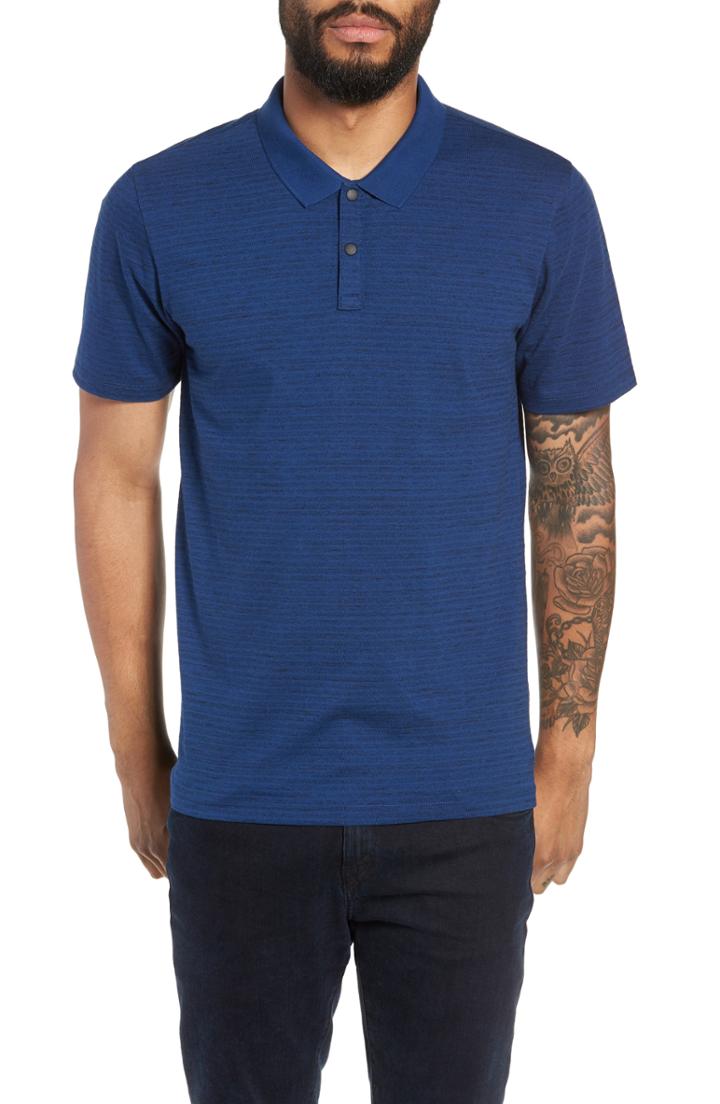 Men's Calibrate Melange Stripe Jersey Polo, Size - Blue