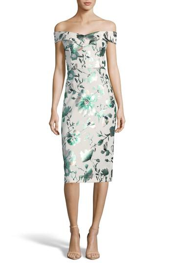 Women's Eci Off The Shoulder Scuba Sheath Dress - Green