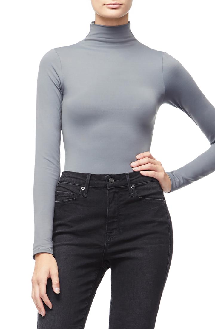 Women's Good American Funnel Neck Bodysuit - Grey