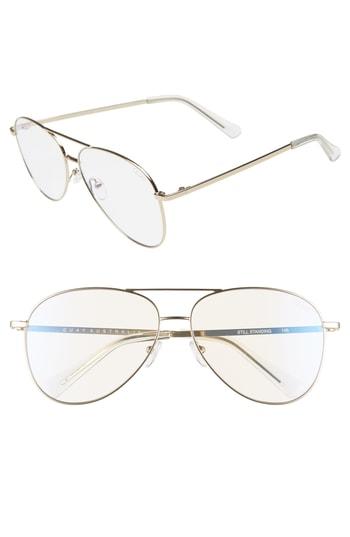 Women's Quay Australia Still Standing 53mm Aviator Fashion Glasses - Gold / Clear Blue Light