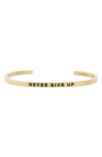 Women's Mantraband Never Give Up Engraved Cuff