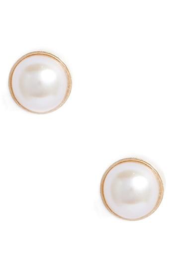 Women's Poppy Finch Baby Pearl Bezel Stud Earrings