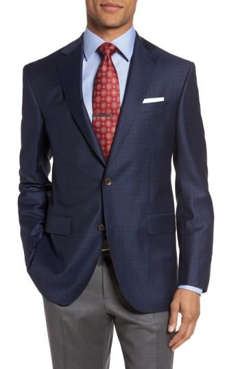 Men's David Donahue Carey Classic Fit Check Wool Sport Coat R - Blue