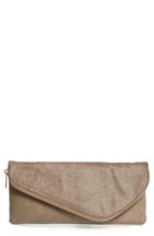 Sole Society Genuine Calf Hair & Faux Leather Foldover Clutch - Beige