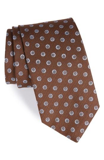 Men's David Donahue Dot Silk Tie, Size - Brown