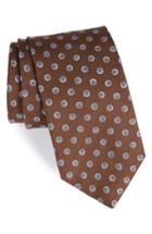 Men's David Donahue Dot Silk Tie, Size - Brown