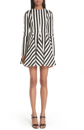 Women's Valentino Stripe Crepe Dress - White