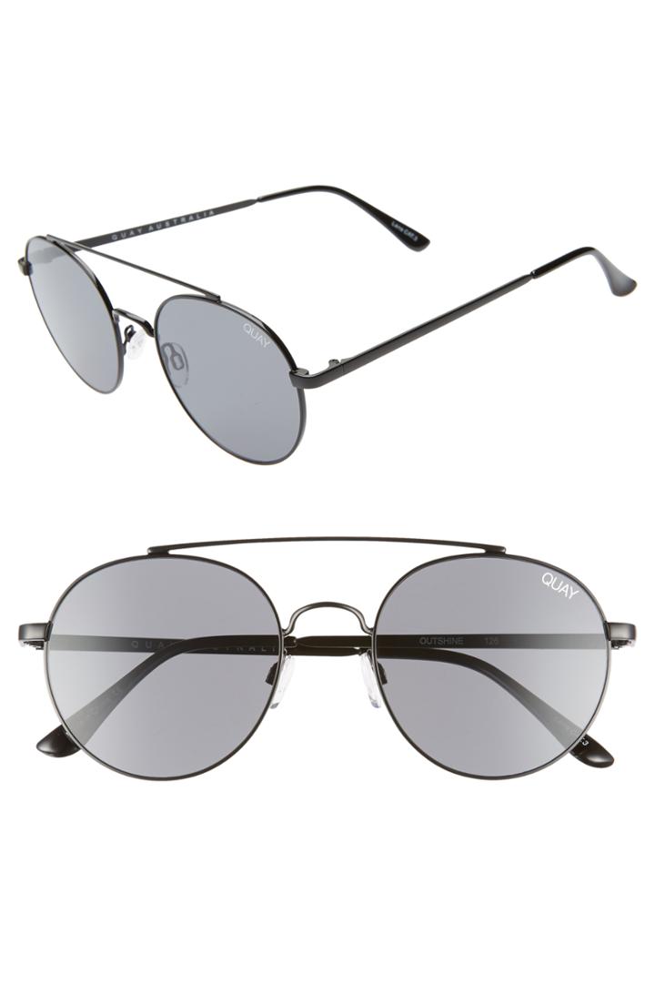 Women's Quay Australia Outshine 53mm Round Sunglasses - Black / Smoke