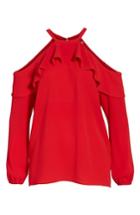 Women's Michael Michael Kors Cold Shoulder Ruffle Top - Red